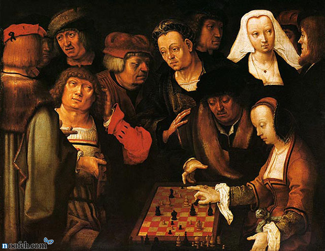 تابلو "بازیکنان شطرنج" (1508 میلادی) اثر نقاش مشهور هلندی "Lucas van Leyden" .
