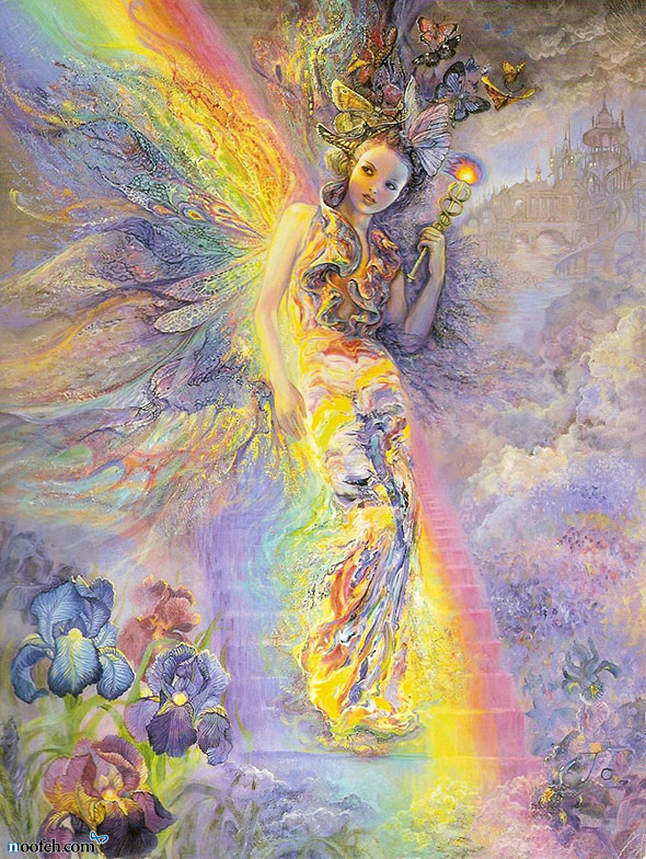 Iris (آیریس) الهه رنگین کمان. ایریس حامل پیام‌های خدایان بود و با زفوروس (باد غرب) ازدواج کرد.